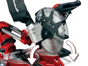 Sega radiale a troncatrice con 2350 W, guida integrata, testa di taglio inclinabile e laser, larghezza di taglio fino a 340 mm