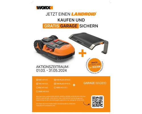 Robot rasaerba a batteria WORX 20V Landroid L2000 22 cm/2.000 m² con app WR155E, incluso materiale di installazione