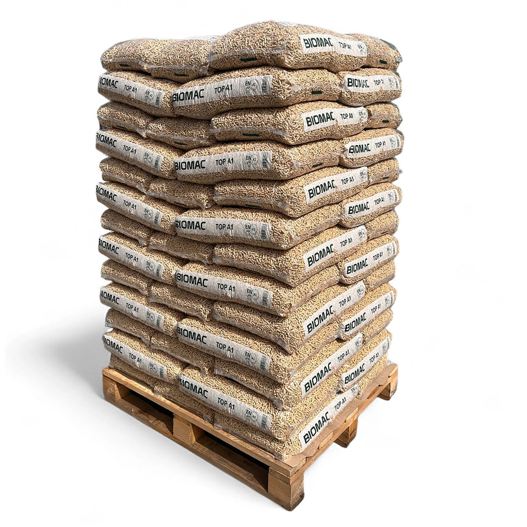 Pellet di legno BIOMAC A1 – Pallet (65 × 15 kg)