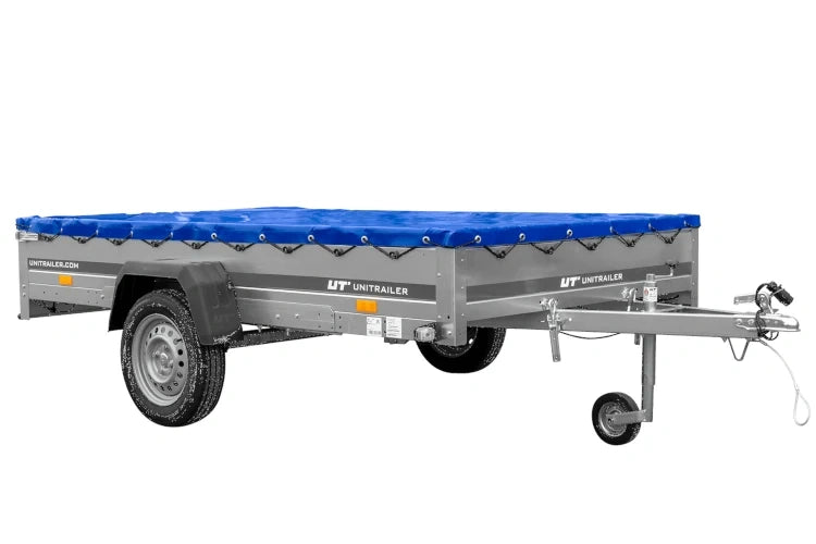 Rimorchio monocarro, sospensione Unitrailer Garden 265/R KIPP 264 x 150, telaio H-0, telo blu