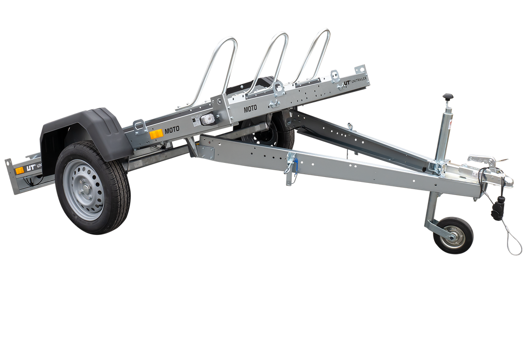 Rimorchio per moto ribaltabile Unitrailer Moto 3 – peso totale consentito 750 kg – 3 guide – 220 x 155,2 cm