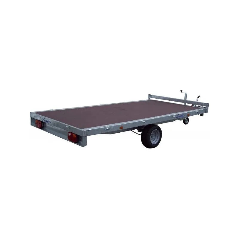 Rimorchio pianale Lider 33630, peso totale ammesso da 1000 a 1500 kg, 355 x 180 cm, con freno